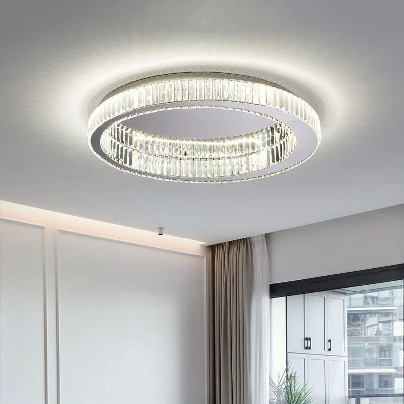 Afralia™ Crystal Round Ceiling Lamp for Modern Minimalist Indoor Lighting décor