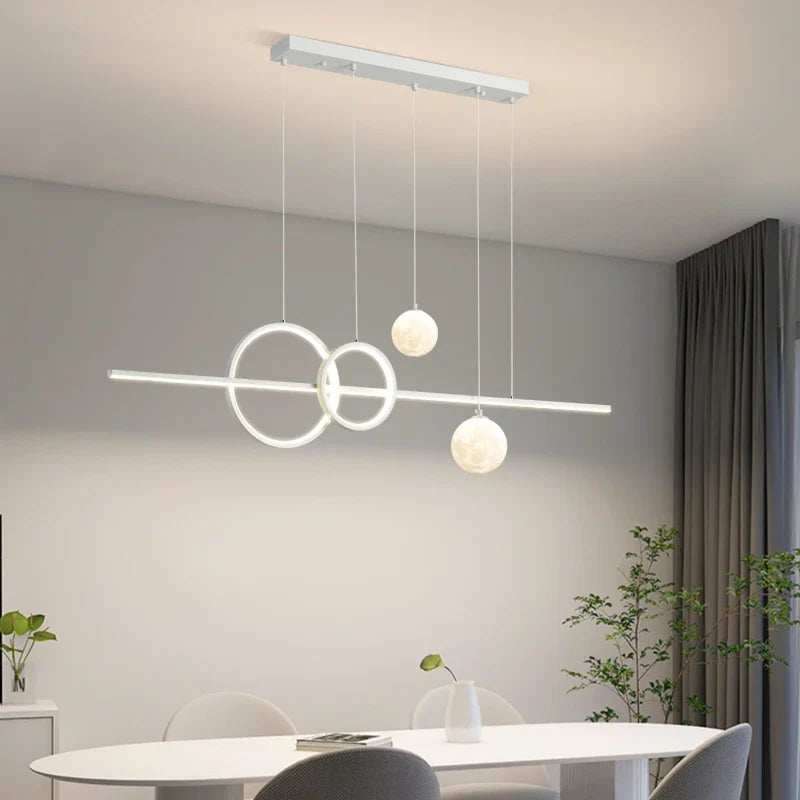 Afralia™ Minimalist LED Pendant Lights for Dining Living Room Restaurant Home - Black White 120cm