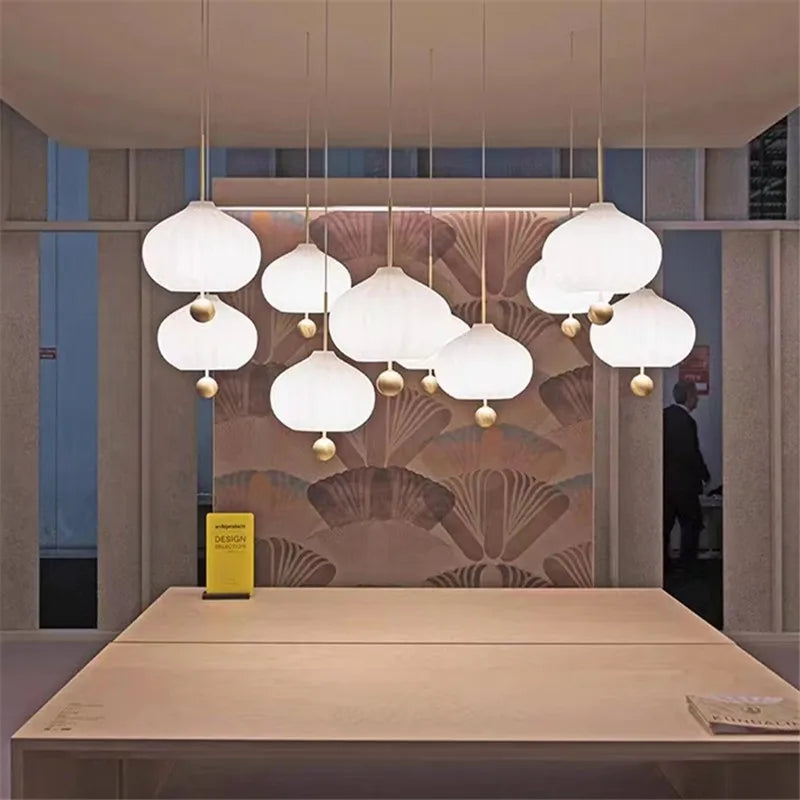 Afralia™ Lilli White Glass Pendant Lamp: Japanese Style Post-Modern Hanging Light