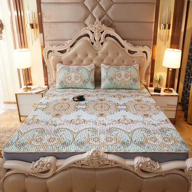 Afralia™ Cartoon Print Silky Mattress Set: 4-Layer Quilted Breathable Cushion