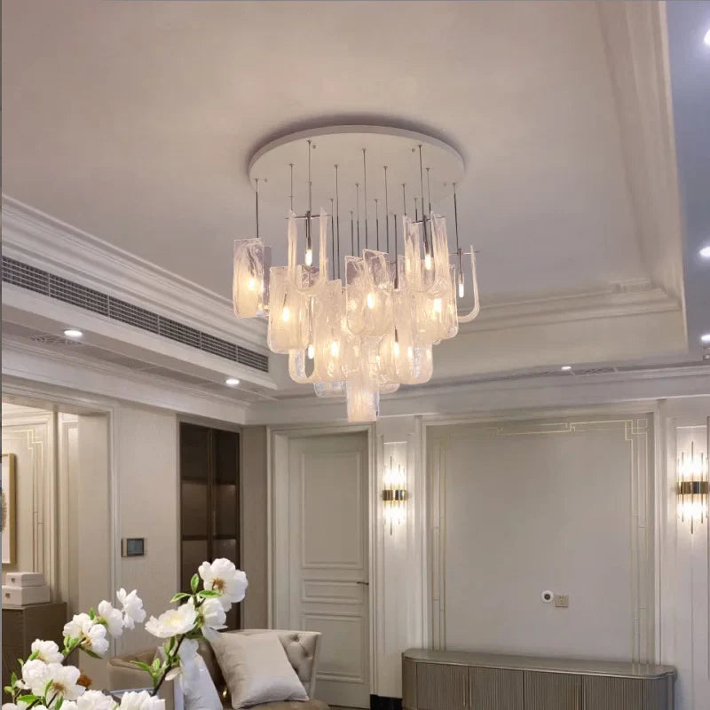 Afralia™ Glass Pendant Chandelier Ceiling Light Fixture for Home Dining Room Luxe Decor