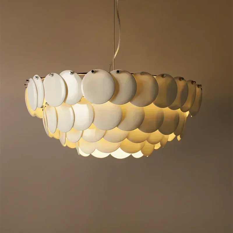 Afralia™ White Ceramic Round LED Chandelier for Artistic high-end Decor