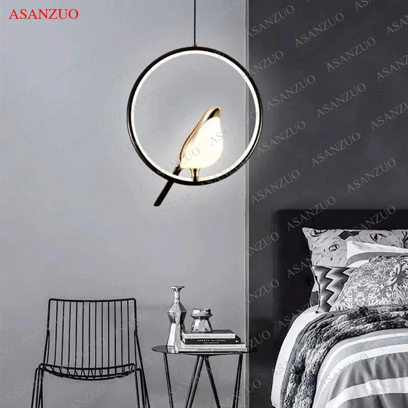 Afralia™ Magpie LED Pendant Lights - Nordic Bird Chandeliers for Living Room, Bedroom, Kitchen Island