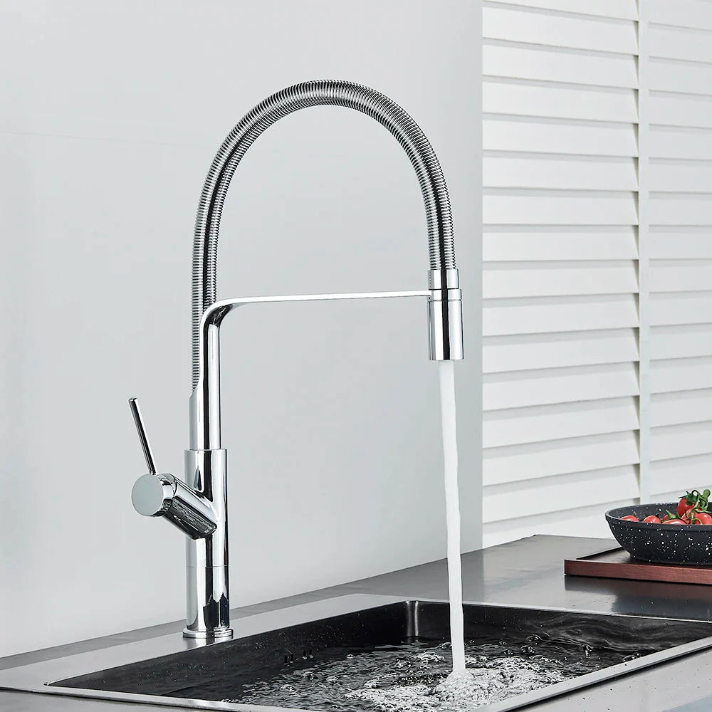 Afralia™ Matte Black Tall Pull Down Kitchen Faucet with Single Handle Mixer