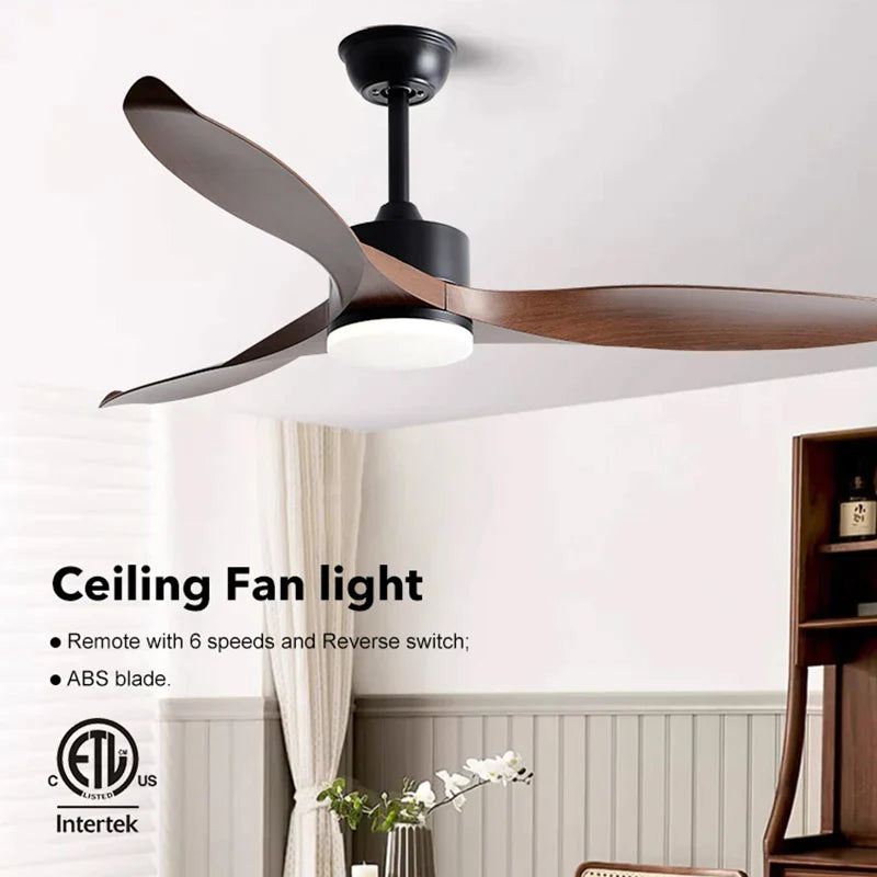 Afralia™ 52 Inch Pure Copper DC Motor Remote Control Ceiling Fan With Light