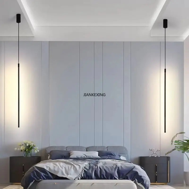 Afralia™ LED Line Chandelier: Nordic Creative Lighting for Living Room & Bedroom