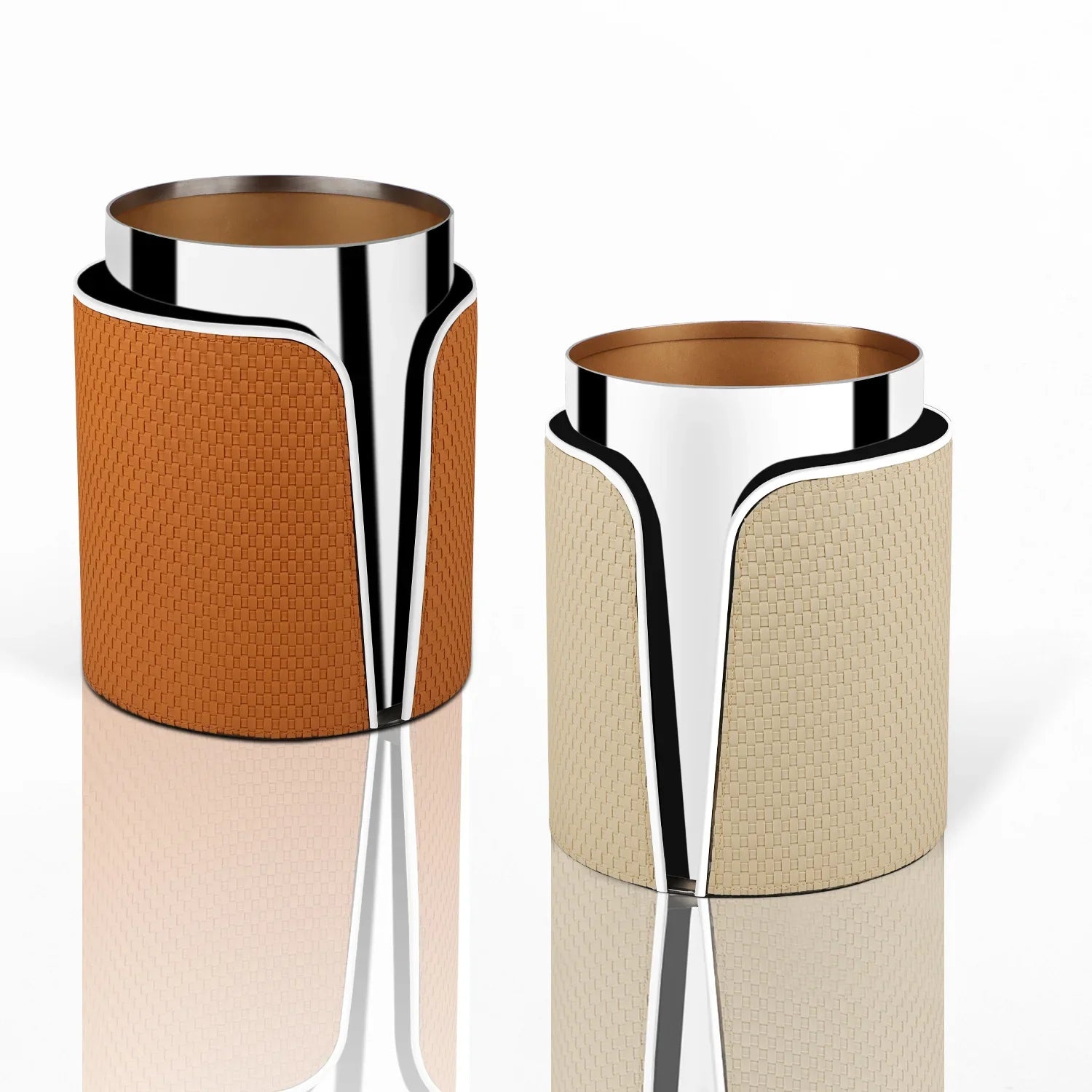 Afralia™ Stainless Steel Leather Garbage Bucket: Modern Luxury Hotel Home Decor Piece