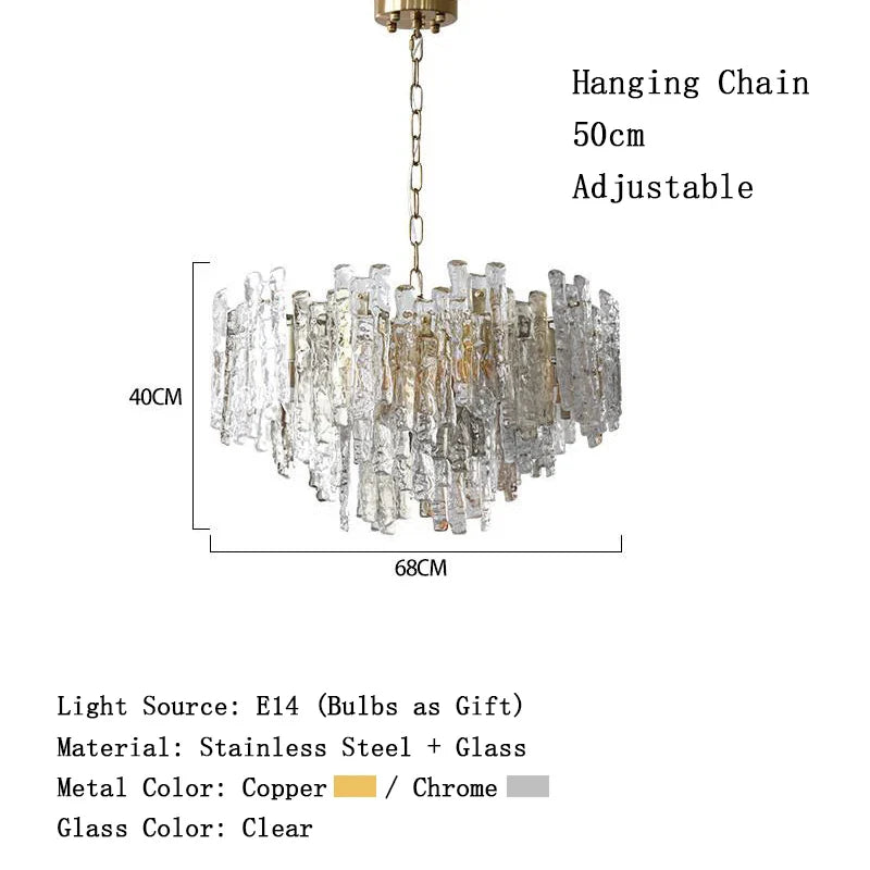 Afralia™ Icicle Glass Ceiling Pendant Light - Dimmable Dining Room Chandelier