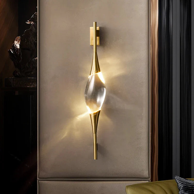 Afralia™ Crystal Wall Sconce Copper Body Light for Bedside, Stair, Foyer, Dining Room