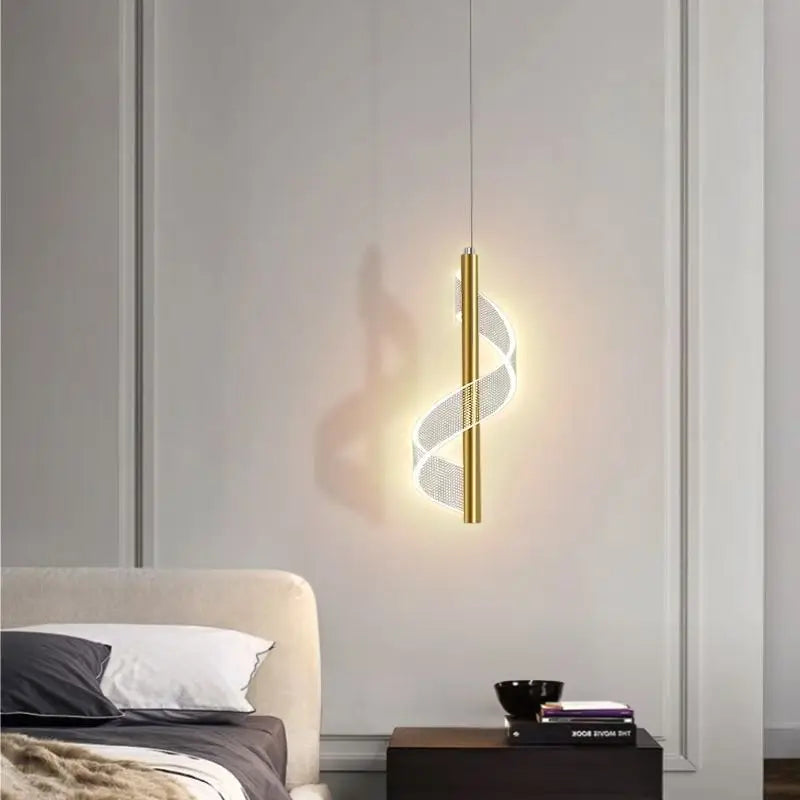 Afralia™ Acrylic Spiral Pendant Lamp Bedroom Living Room Modern Nordic Drop Hanging Light