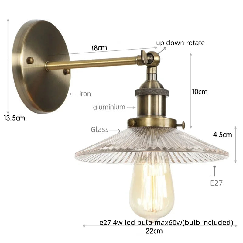 Afralia™ Vintage Chrome LED Wall Light with Clear Glass Sconce for Indoor Bedroom