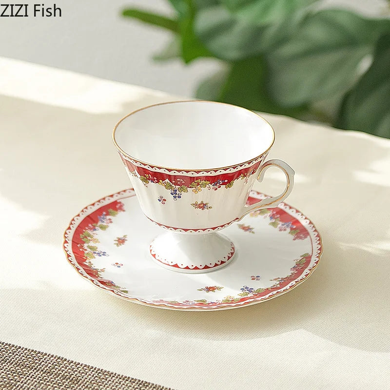 Afralia™ Fairy Tale Flower Ceramic Cup & Saucer Set for Dining Table Tea & Coffee