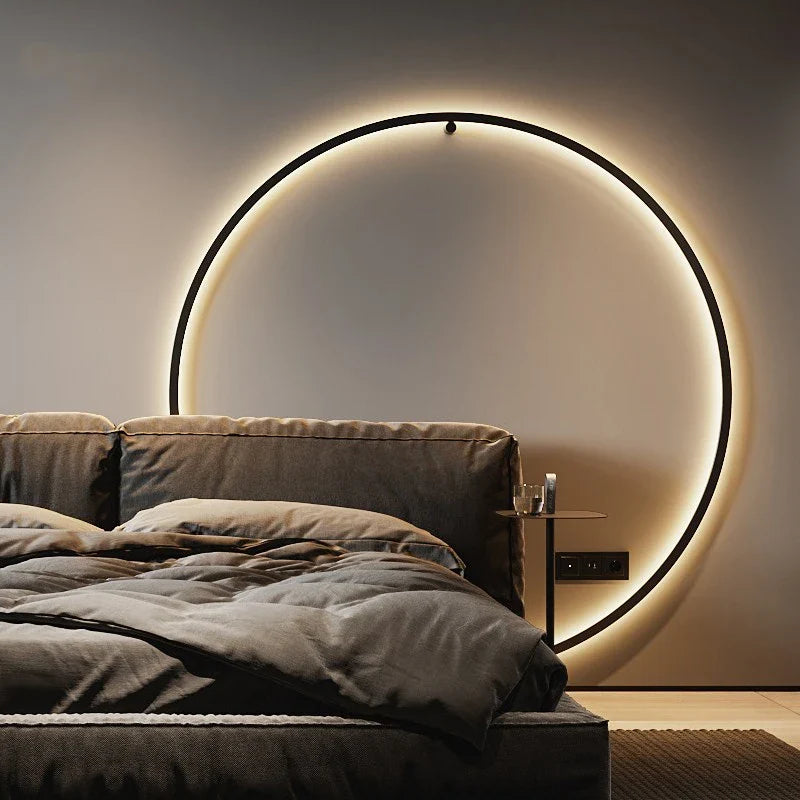 Afralia™ Copper Ring LED Wall Sconce Black Gold Modern Living Room Lighting