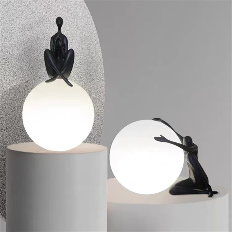 Afralia™ Ball Holding Character Resins Lamp for Living Room Bedroom
