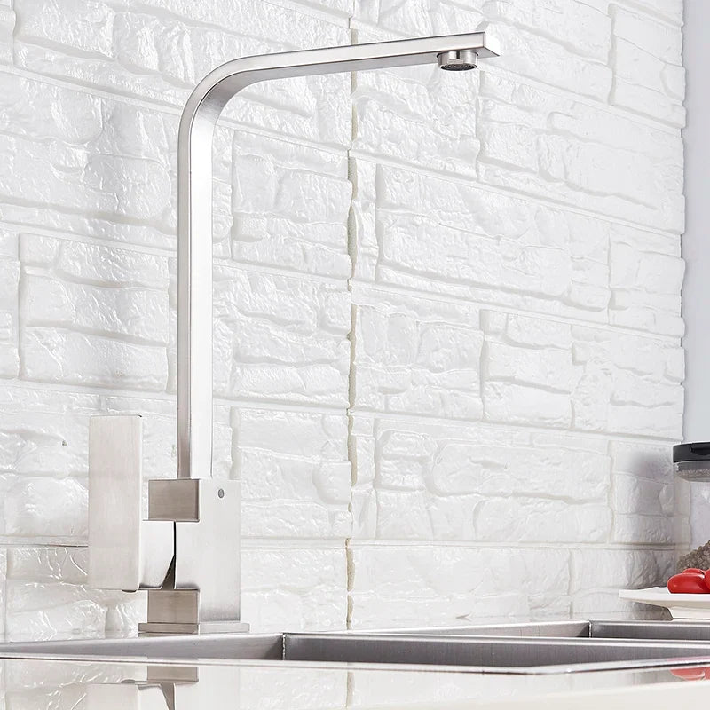 Afralia™ Stainless Steel Matte Kitchen Faucet - High Arch 360° Swivel Mixer Tap