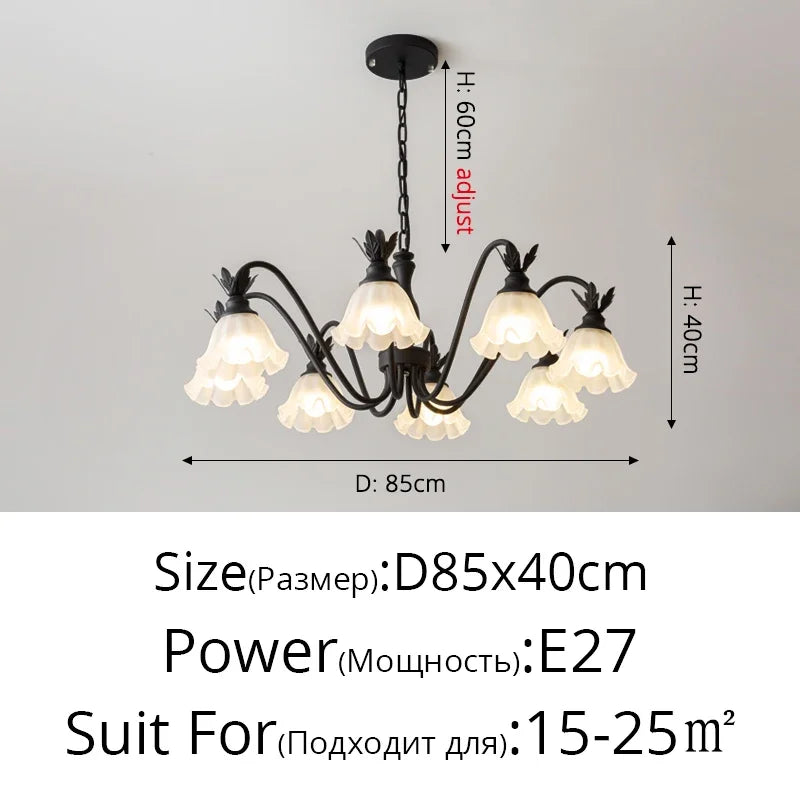 Afralia™ Orchid Glass Iron Art LED Pendant Lamp