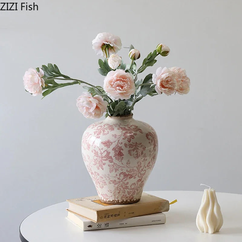 Afralia™ Cracked Texture Blue & White Porcelain Vase, Table Decor, Flower Arrangement Aesthetic