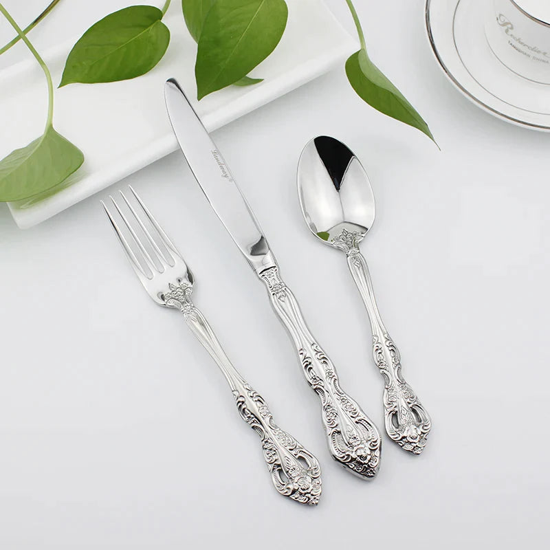 Afralia™ Stainless Steel Cutlery Set: Gold & Silver Kitchenware Tools & Accessories