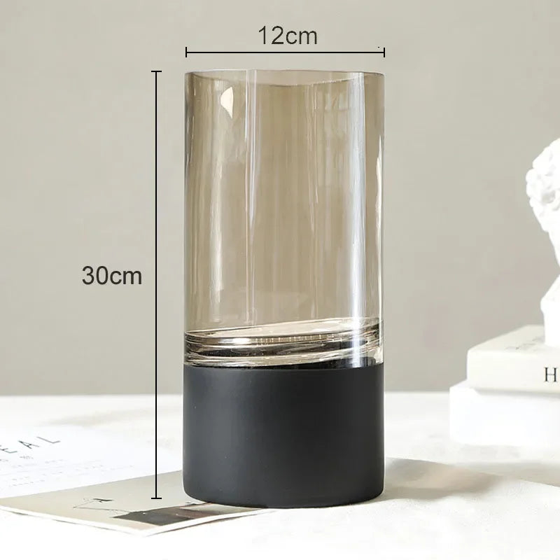 Afralia™ Gold Glass Vase Clear Desk Decor Hydroponic Floral Arrangement Bud Flower Pot