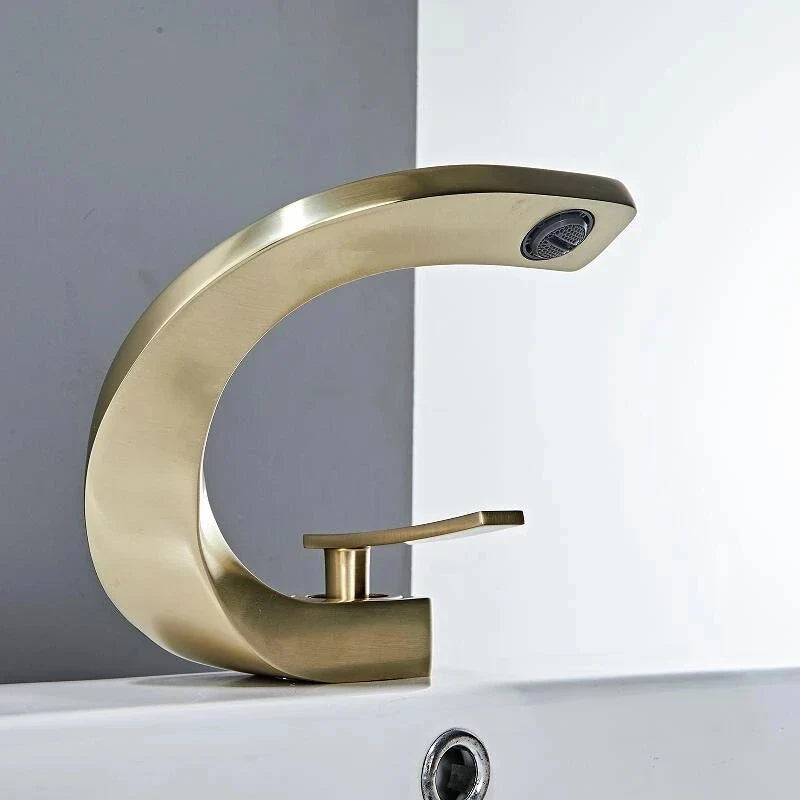 Afralia™ Basin Faucet Brushed Gold Mixer Tap Hot Cold Sink Faucet Chrome Black New