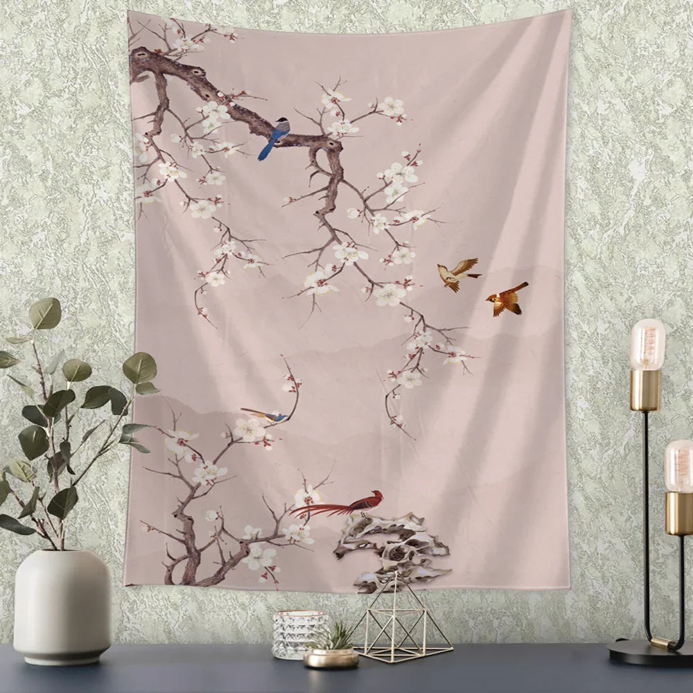 Afralia™ Flying Crane Wall Hanging Tapestry for Home Retro Wall Decor