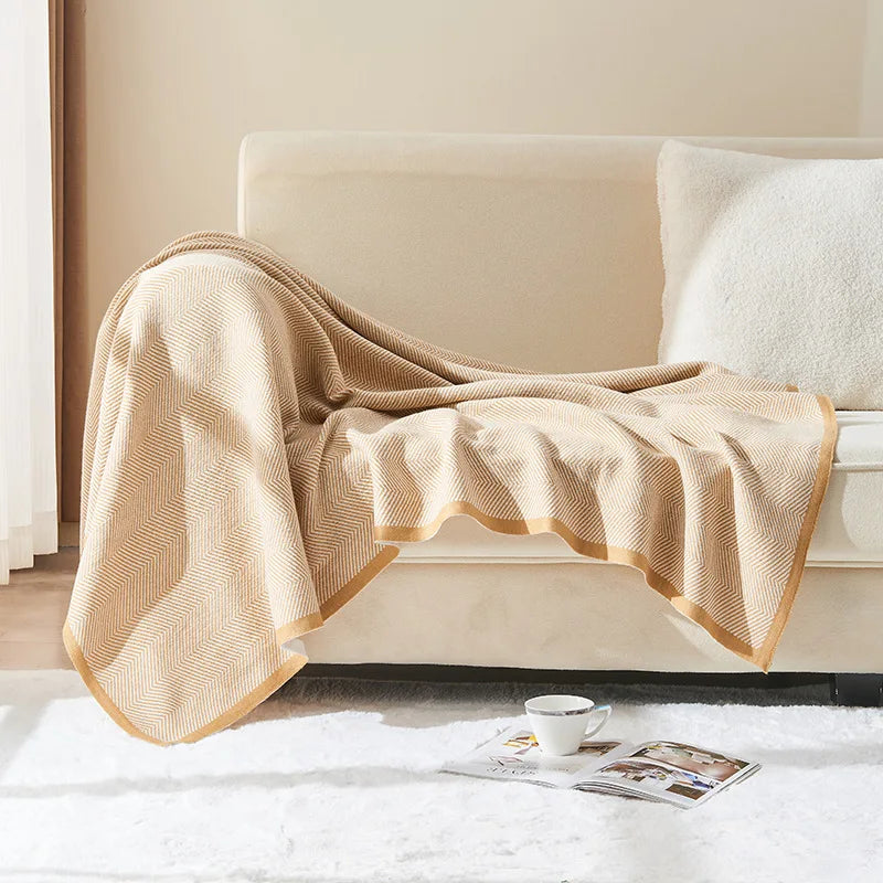 Afralia™ Herringbone Knit Blanket: High-Quality Sophisticated Sofa Throw for All Seasons