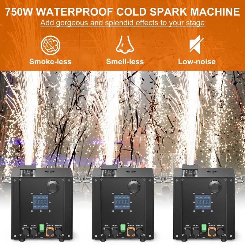 Afralia™ Waterproof Cold Sparks Machine 750W with DMX Remote Control for Wedding and Musical Shows