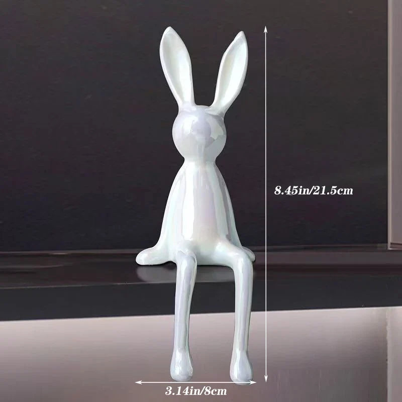 Afralia™ Sitting Rabbit Figurine: Electroplated Decorative Animal Sculpture for Easter Home Decor