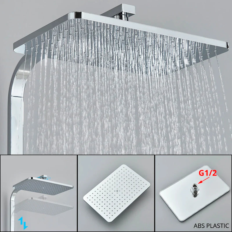 Afralia™ Thermostatic Shower Faucet Rainfall Head Wall Mount Bathtub Mixer Tap