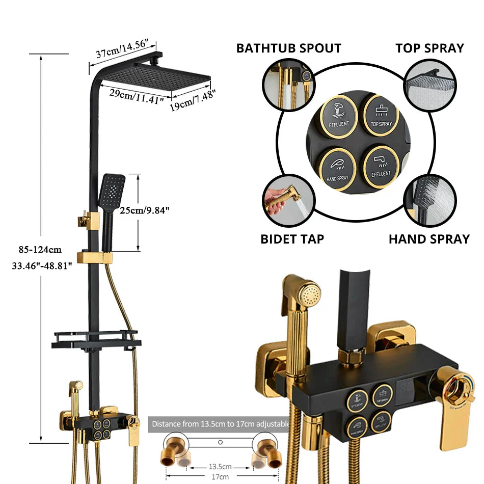 Afralia™ Digital Display Thermostatic Shower Faucet Set with Rain Shower Head