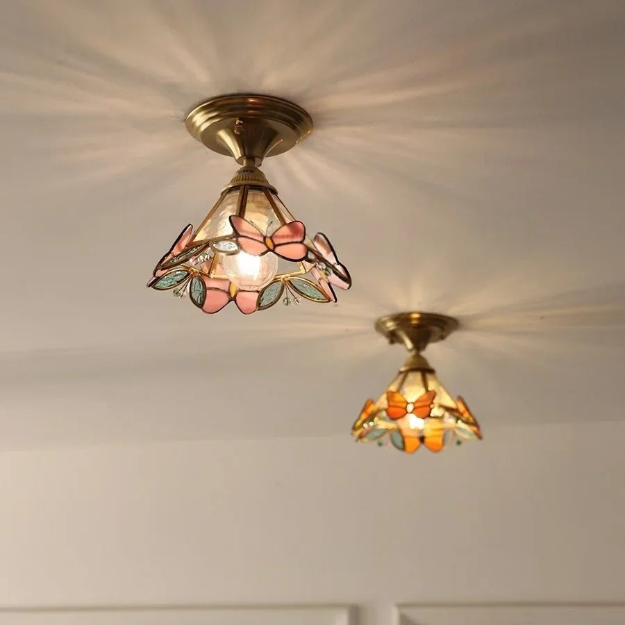 Afralia™ Tiffany Style Glass LED Ceiling Light