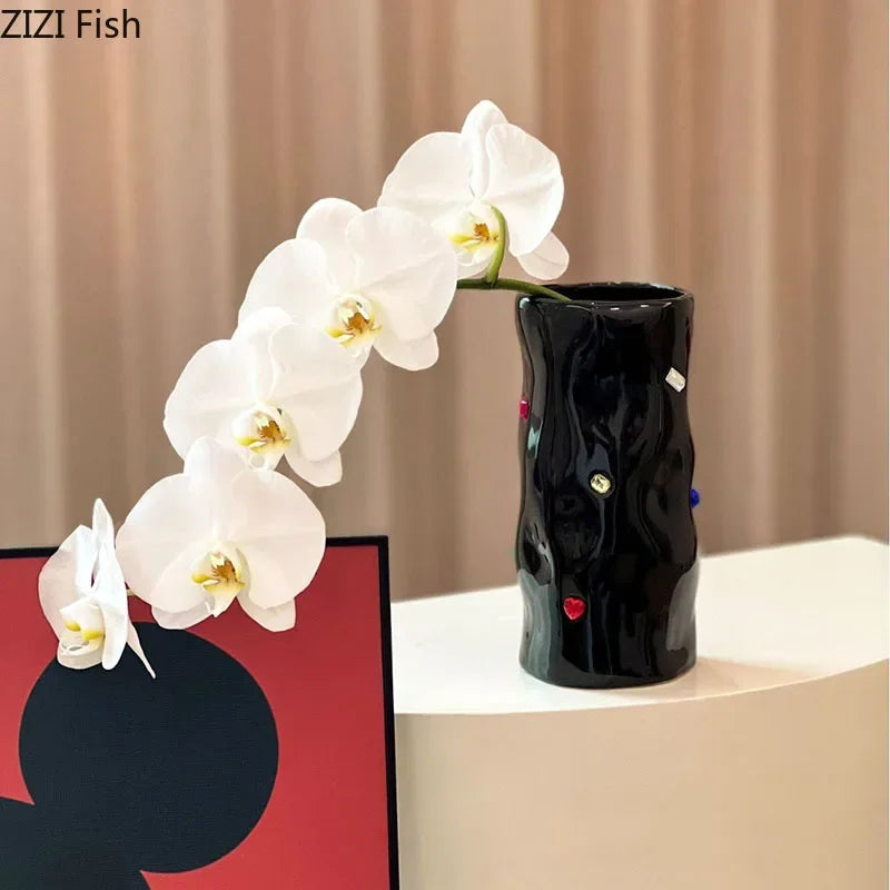 Afralia™ Gemstone Ceramic Vase: Desk Decor, Floral Arrangement, Room Aesthetic