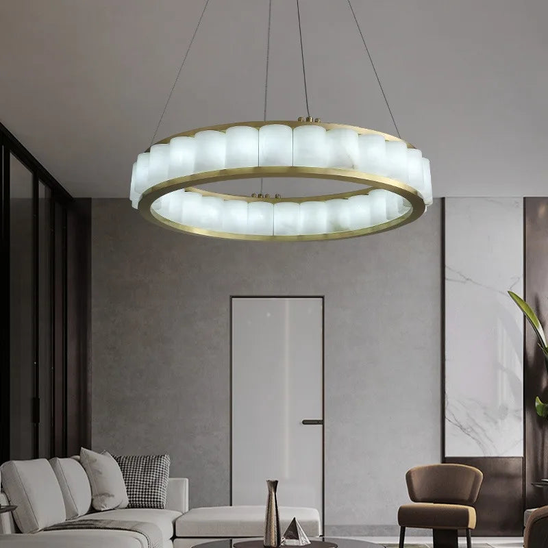 Afralia™ Spanish Marble Brass Chandelier: Luxury LED Lighting for Hotels & Villas
