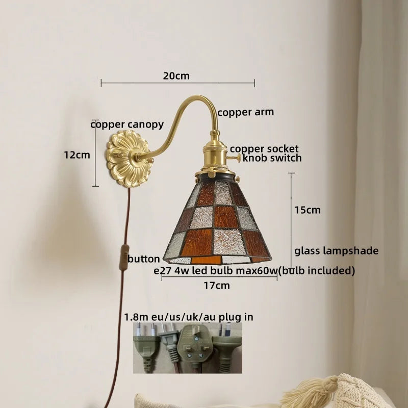 Afralia™ Copper Glass LED Wall Lamp for Nordic Modern Home Decor