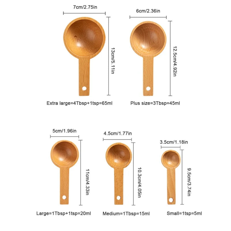 Afralia™ Beech Wood Tablespoon Coffee Scoop for Beans, Powder, Spices