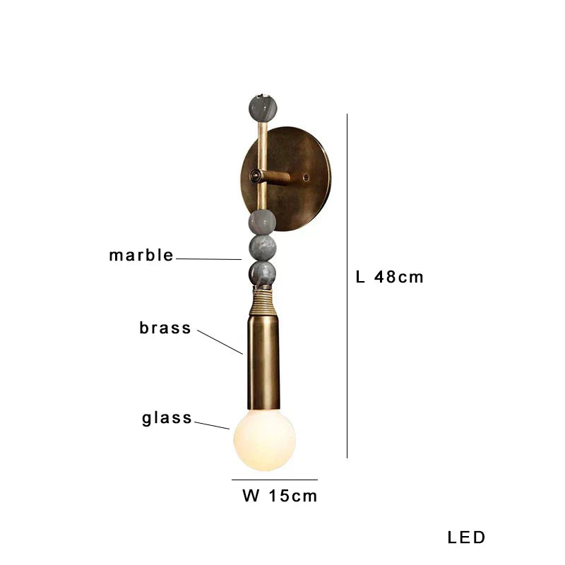 Afralia™ Brass Marble Ball Wall Sconce LED Dimmable Classic Home Decoration