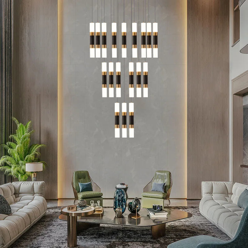 Afralia™ Luxury Crystal LED Stair Chandelier - Modern, Large Hanging Fixture for Staircase Lighting
