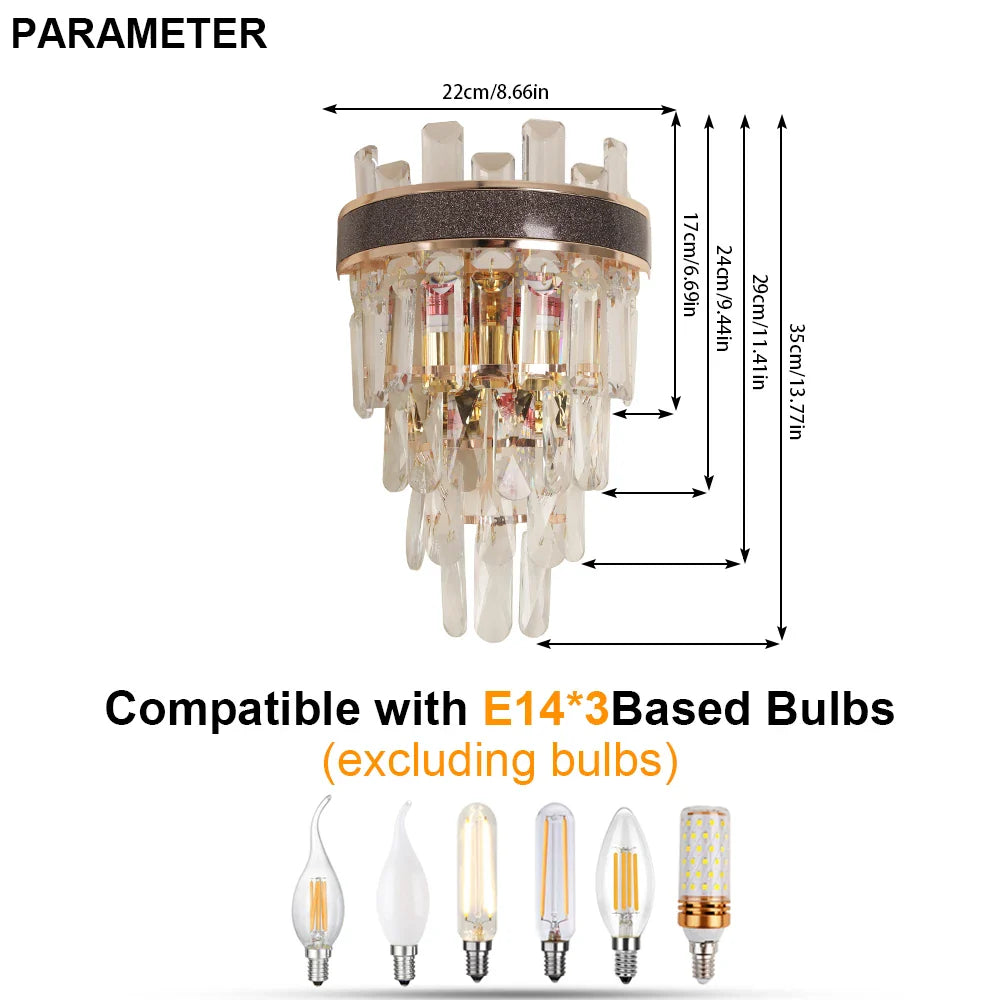 Afralia™ Crystal LED Wall Light Modern Elegant Design for Living Room & Bedroom