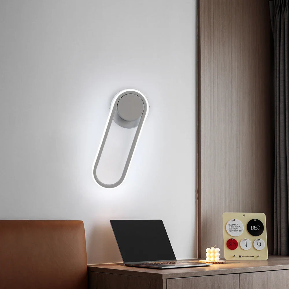 Afralia™ Modern White LED Wall Sconce Rotational Light Fixture for Bedroom Living Room