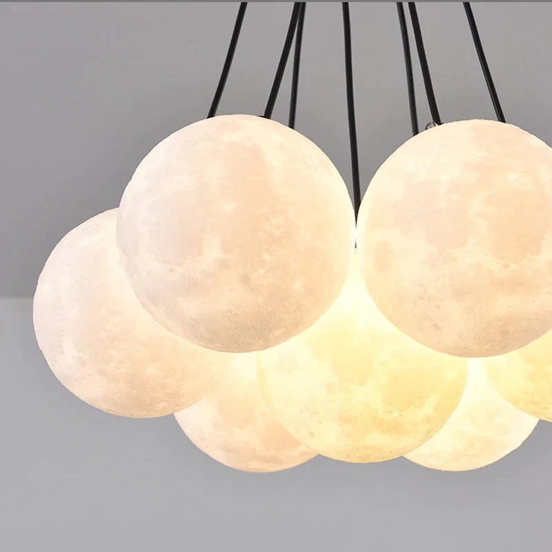 Afralia™ Moon Sconces Bubble Pendant Modern Chandelier Lights with Remote Control