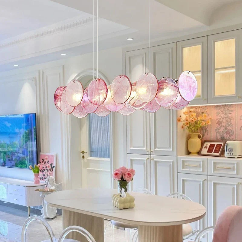 Afralia™ Pink Murano Crystal Chandelier - French Vintage Pendant Light for Home Decor