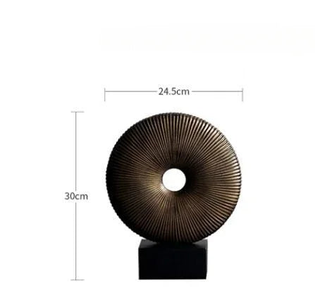 Afralia™ Golden Round Openwork Ring - Home Decor Sculpture Hollow Out Figurines