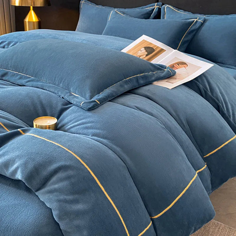 Afralia™ Winter Coral Velvet Bedding Set Double-sided Thick Warm Comforter Cover