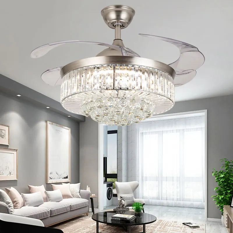 Afralia™ Crystal Ceiling Fan with Remote Control and Retractable Blades