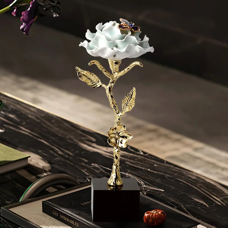 Afralia™ Crystal Rose Decor, Light Luxury Gifts, TV & Wine Cabinet Decor, Office Ornaments.