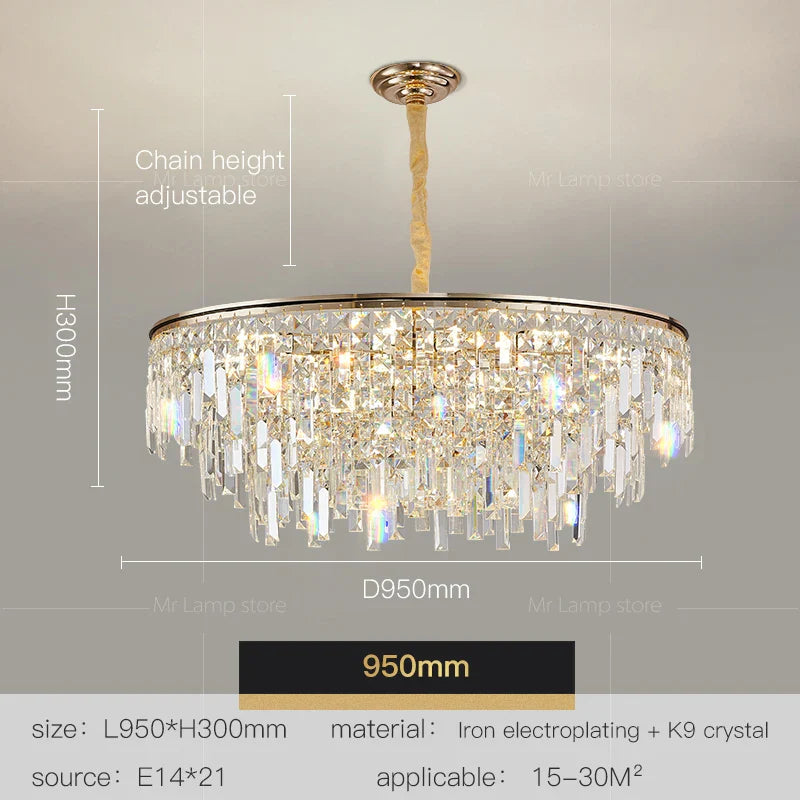 Afralia™ Crystal LED Chandelier for Living Room, Dining & Bedroom - High-end Luxury Lighting