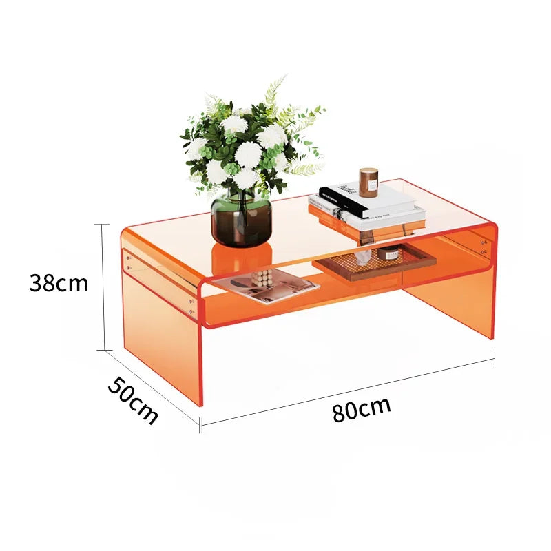Nordic Style Acrylic Coffee Table by Afralia™ - Mobile Storage Living Room Side Table