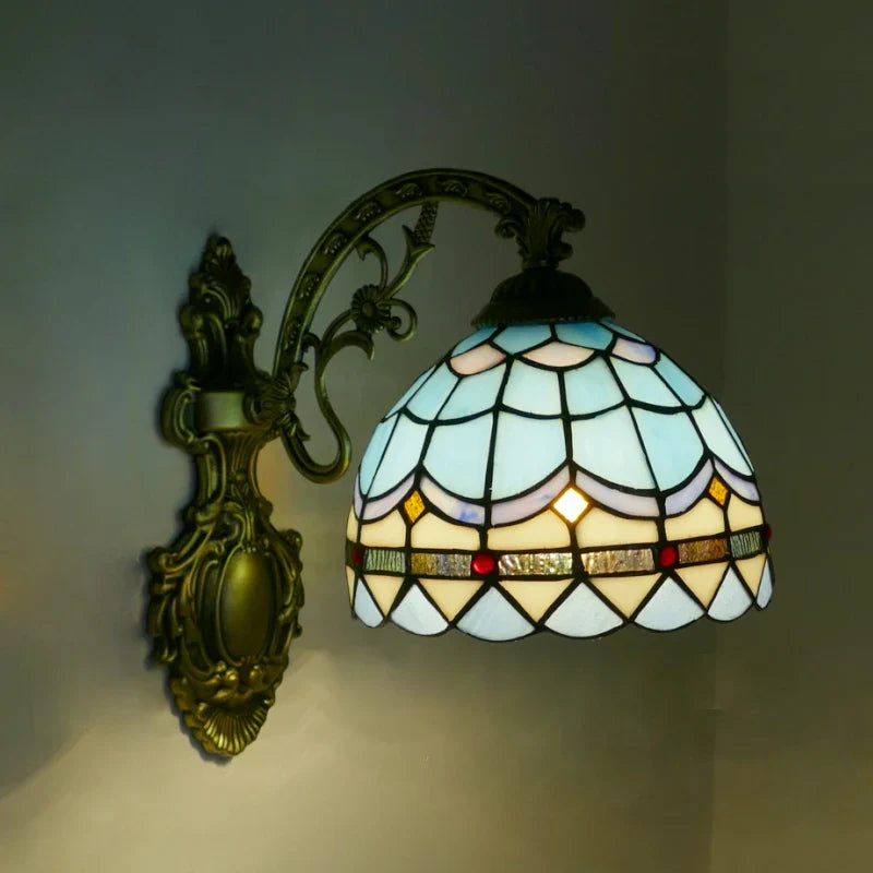 Afralia™ Stained Glass Mirror Wall Sconces for Home Lighting Decor