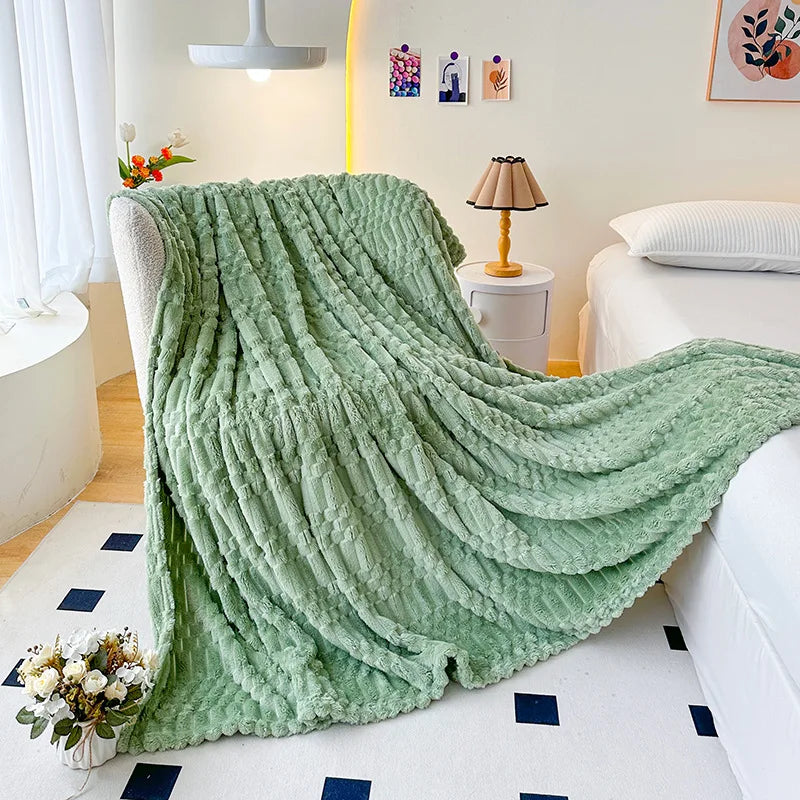 Afralia™ Flannel Sofa Cover Blanket | Soft Nordic Style for Single Double Beds