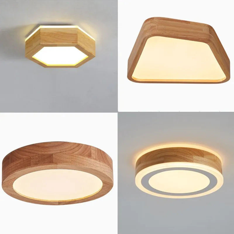 Afralia™ Round Wood LED Ceiling Lights for Modern Home Decor